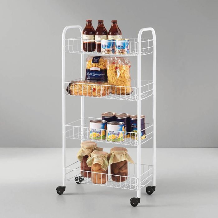 Metaltex Carro multiusos 4 estantes con ruedas 41 x 23 x 84 cm alambre plastificado 5