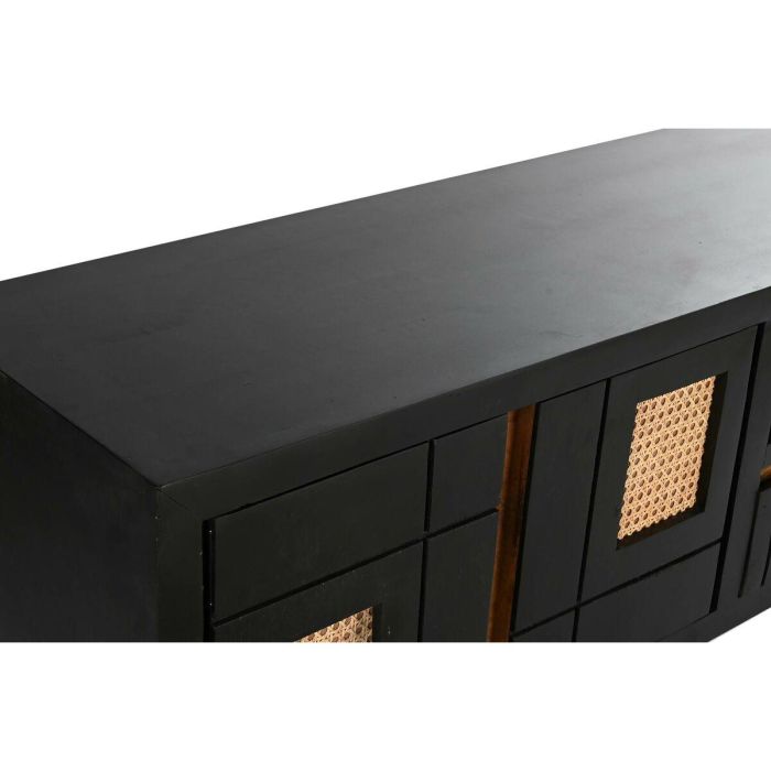 Mueble de TV DKD Home Decor Negro Ratán Madera de mango (145,5 x 40,5 x 60 cm) 8