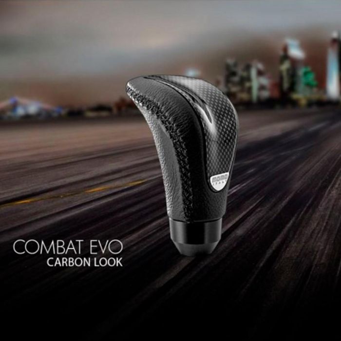 Momo Combat Evo Pomo Negro-Carbon con Cuero Negro Costuras Especiales MOM15511261115L Valido para coches sin gatillo 1