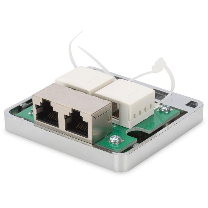 Digitus Caja de Montaje en Superficie CAT 6A para Consolidación, 2x Keystone Blindado, 2 Puertos RJ-45, Plata 1
