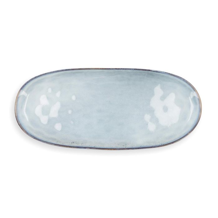 Quid Fuente Oval Boreal Cerámica Azul con Relieve Orgánico 36x16 cm (2 Unidades) Apta Lavavajillas y Microondas 1