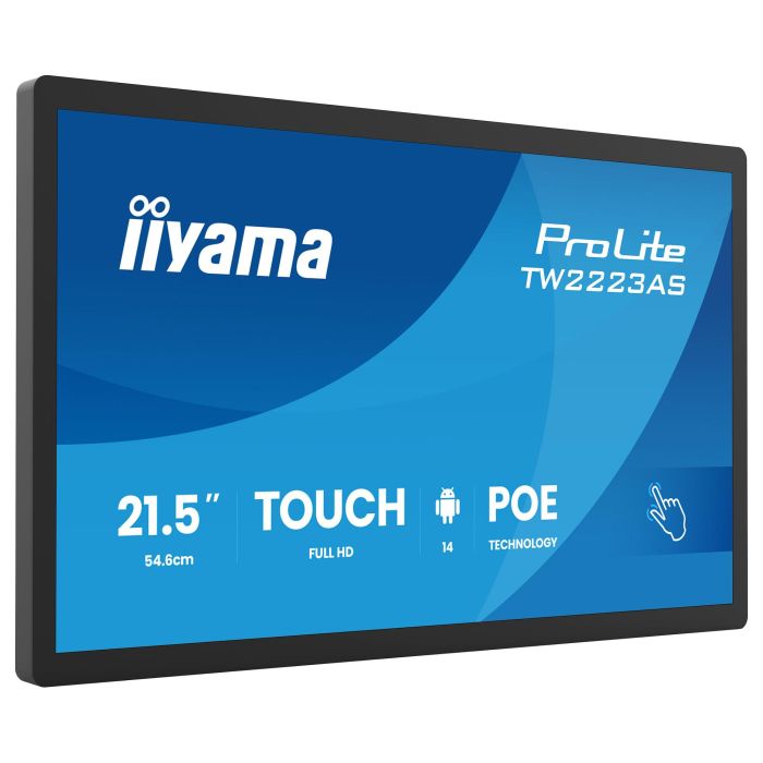 Iiyama TW2223AS-B3P - Panel Interactivo Táctil de 21,5" Full HD IPS (1920x1080) con Android 14, Procesador Rockchip RK3576, USB-C, Wi-Fi 6, PoE, 24/7, Montaje VESA 1