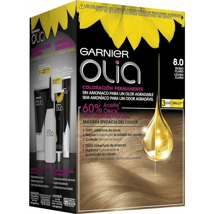 Garnier Olia Coloración Permanente #8,0 Rubio Claro Lote 4 pz 2 Garnier Olia Coloración Permanente #8,0 Rubio Claro Lote 4 pz 2