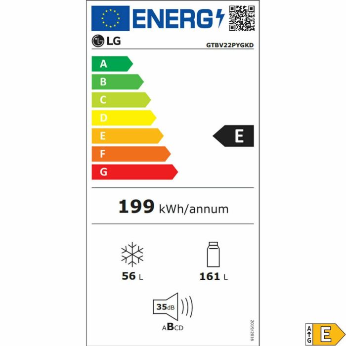 Frigorífico combinado LG GTBV22PYGKD 145 Acero 27