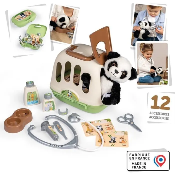 Smoby Maletín Veterinario 2 en 1 SMO3032163403036 con Peluche Panda y Accesorios, Transportable, Fabricación Francesa 2