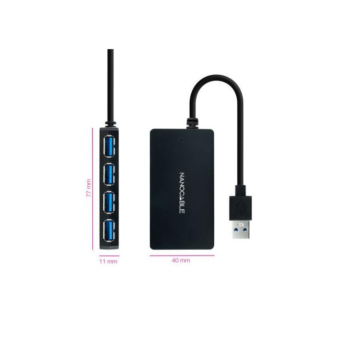NANO CABLE Hub USB 3.0 4 Puertos USB-A, 10.16.4403, Cable 0.15M, Negro 1 NANO CABLE Hub USB 3.0 4 Puertos USB-A, 10.16.4403, Cable 0.15M, Negro 1