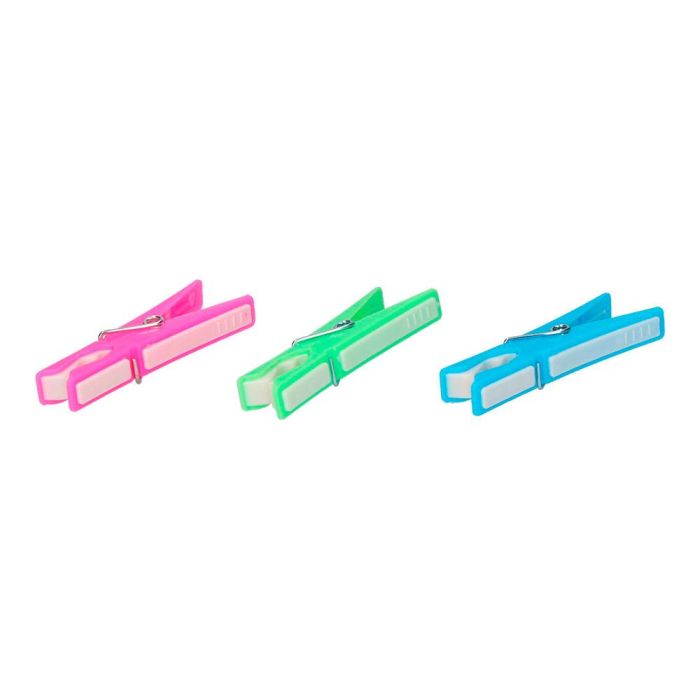 Edm 12 pinzas de plástico para ropa, colores variados, muelle metálico inoxidable 7 vueltas, 8 cm