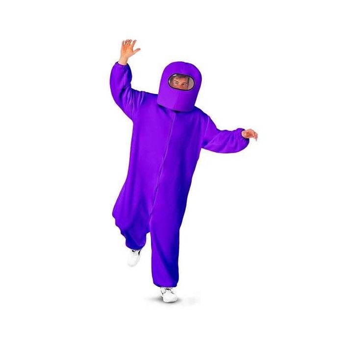 My Other Me Disfraz Among Us Impostor Purple Talla XL (Escafandra y Traje con Cremallera y Bolsillos)