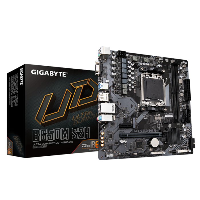 Gigabyte B650M S2H Placa Base AMD B650 Socket AM5 Micro ATX - Compatible con AMD Ryzen 5/7/9 7th Gen, DDR5, M.2, SATA III, RAID 0/1/10 Gigabyte B650M S2H Placa Base AMD B650 Socket AM5 Micro ATX - Compatible con AMD Ryzen 5/7/9 7th Gen, DDR5, M.2, SATA III, RAID 0/1/10