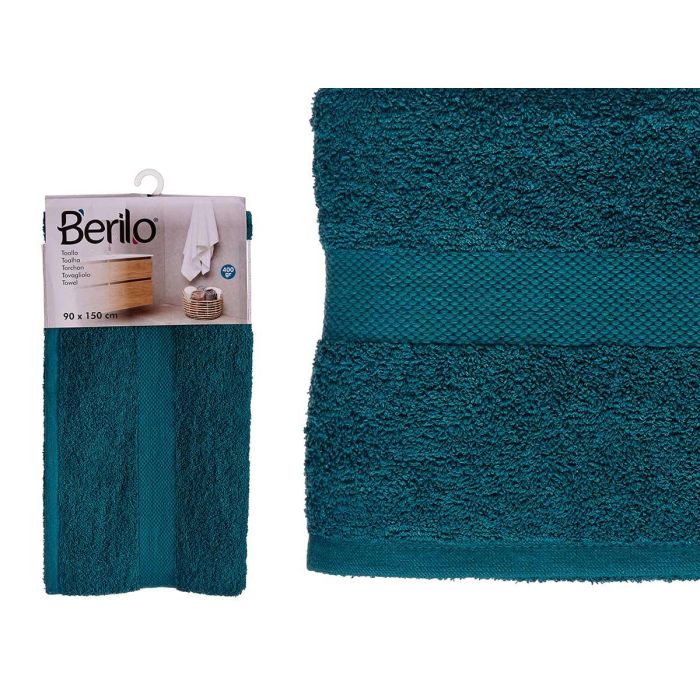 Toalla Lisa Berilo 90x150 cm Azul Petróleo - 80% Algodón, 20% Poliéster (12 Unidades)