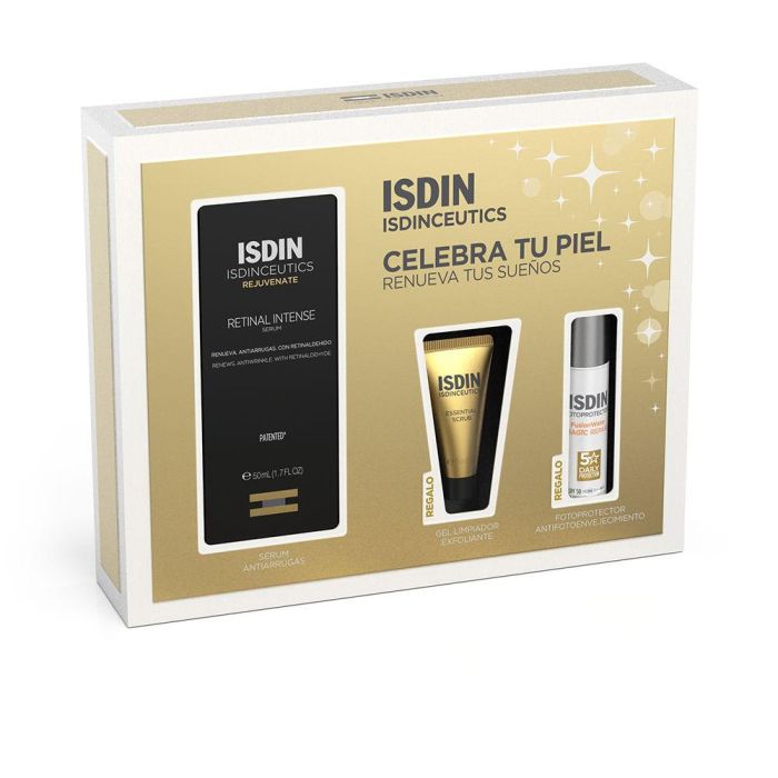Isdin Isdinceutics Retinal Intense Sérum Bifásico Noche Rejuvenecedor Antiarrugas, Estuche 3 pz: Sérum 50ml + Limpiador 10ml + Fotoprotector 15gr