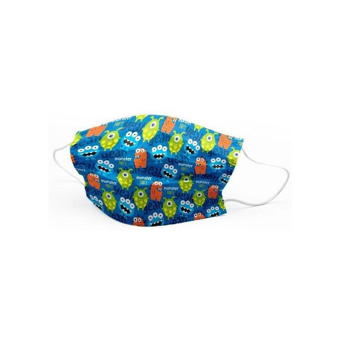 Mascarilla Quirurgica Iir 3 Capas Desechable First Protec Infantil Monstruitos Paquete De 10