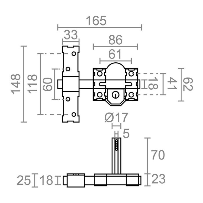 Cerrojo de seguridad Micel crr09 86l/70 mm Acero Níquel Sobreponer 1