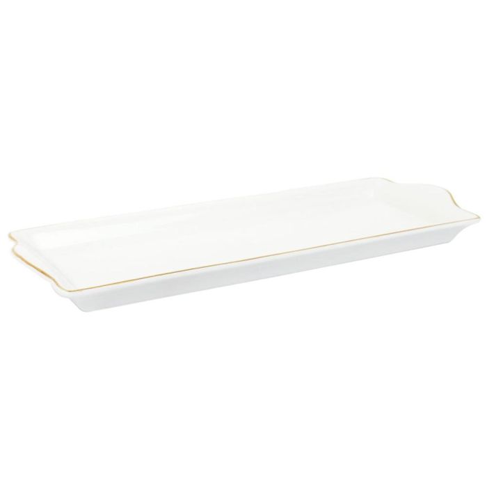 Home Deco Factory Bandeja Fuente para Servir Lounge Porcelana Ribete Dorado 31x15.5 cm 2