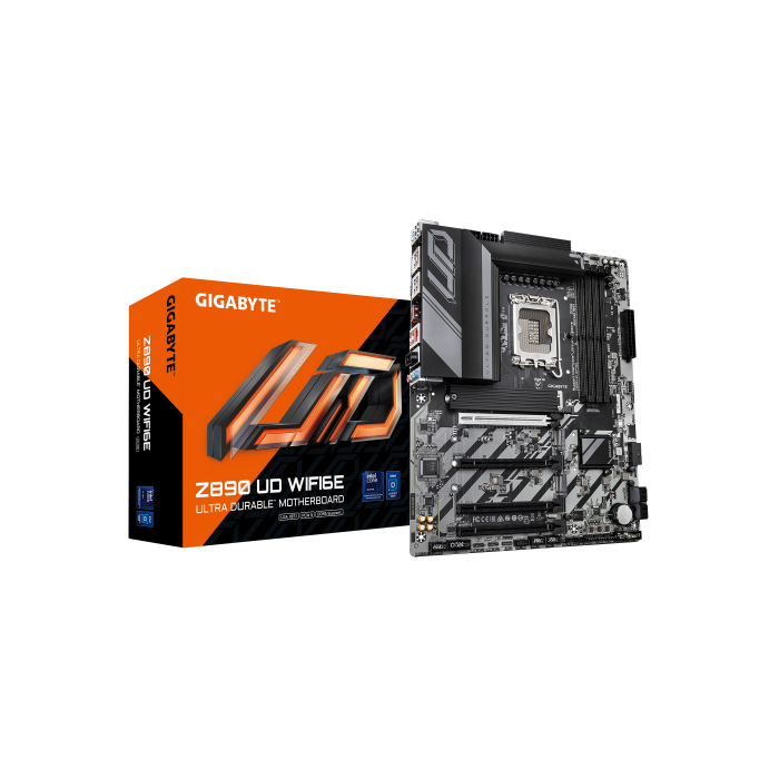 GIGABYTE Placa base Z890 UD WIFI6E - Compatible con CPUs Intel Core Ultra (Serie 2), VRM de 12+1+2 fases, hasta 8800MHz DDR5 (OC), 1xPCIe 5.0 + 2xPCIe 4.0, Wi-Fi 6E, LAN 2.5GbE, USB 4