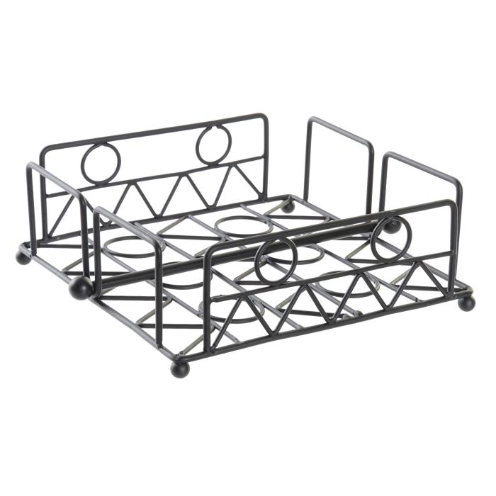 DKD Home Decor Servilletero de Metal Negro Colección Black Surewell Estilo Cottage Geométrico 18x7x18 cm