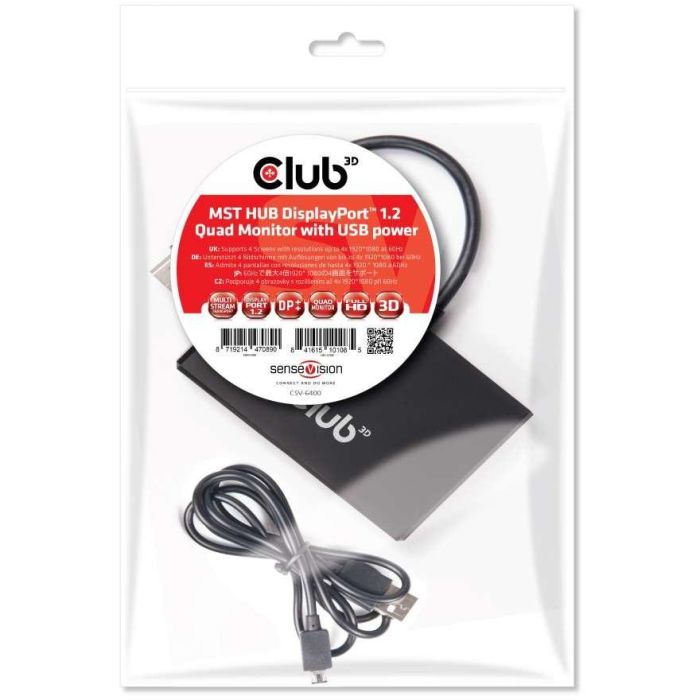 Club3D Multi Streaming Transport Hub 1xDP->4xDP SenseVision Polybeutel 1
