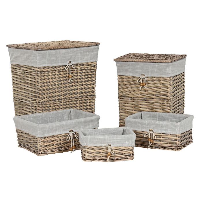 Cesta Ropa Basicos DKD Home Decor Beige Natural 35 x 55 x 47 cm Set de 5