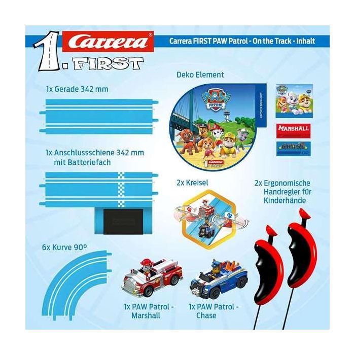 Pista carrera paw patrol, incluye 2 coches (chase y marshall) 2,4 metros 5 Pista carrera paw patrol, incluye 2 coches (chase y marshall) 2,4 metros 5