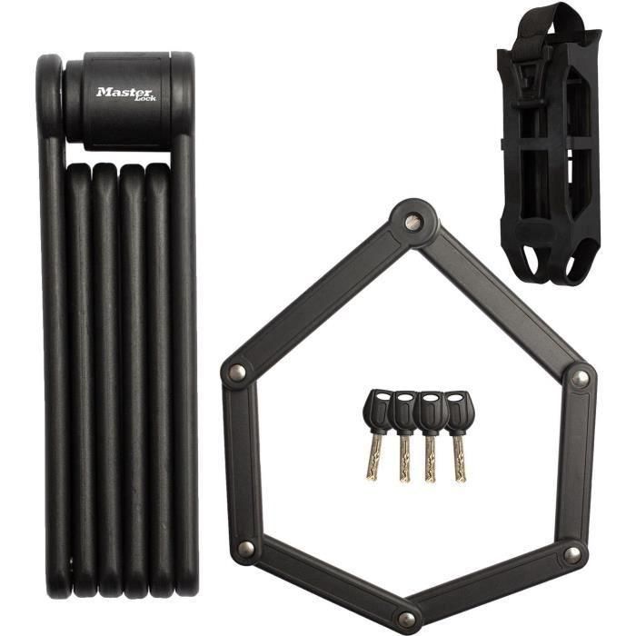 Candado plegable para bicicleta - MASTER LOCK - 8335EURDPRO - Acero endurecido, 4 llaves, soporte incluido Candado plegable para bicicleta - MASTER LOCK - 8335EURDPRO - Acero endurecido, 4 llaves, soporte incluido