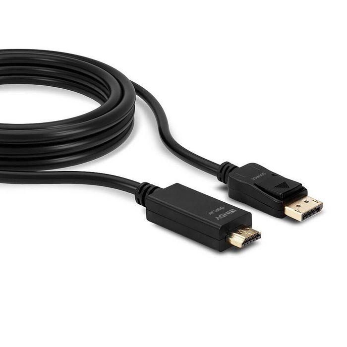 Lindy Cable DisplayPort a HDMI 1m 10.2G 4K UHD 3840x2160@30Hz con Audio 7.1, DTS-HD Master Audio, Dolby TrueHD 2