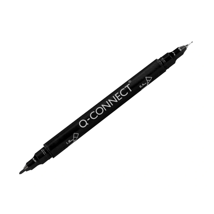 Q-connect Rotulador Permanente Marcador Doble Punta Negro 4 mm y 1 mm 1