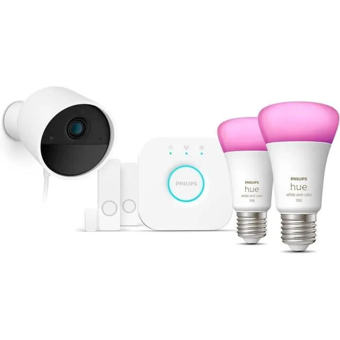 Philips Hue Kit de Inicio Seguro con Cámara con Cable, 2 Sensores de Contacto, 2 Bombillas Conectadas y 1 Puente 0 Philips Hue Kit de Inicio Seguro con Cámara con Cable, 2 Sensores de Contacto, 2 Bombillas Conectadas y 1 Puente 0