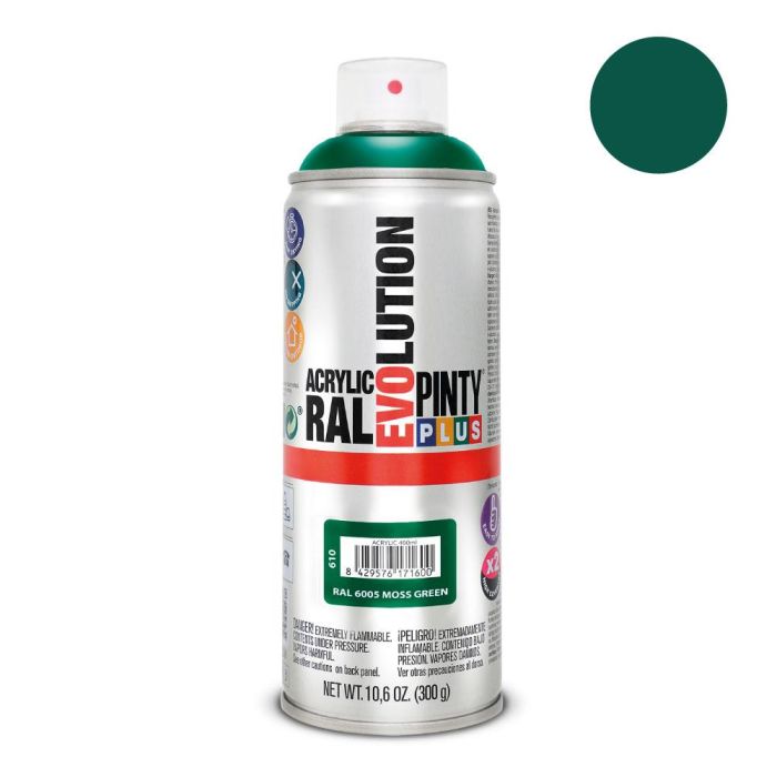 Pintyplus Pintura en spray Evolution 520 cc Ral 6005 Verde musgo - Esmalte acrílico 400 ml