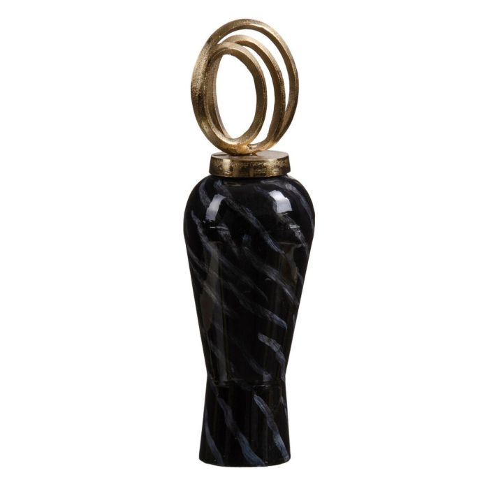 Jarrón Cristal Negro Dorado Metal 15 x 15 x 46 cm 3 Jarrón Cristal Negro Dorado Metal 15 x 15 x 46 cm 3