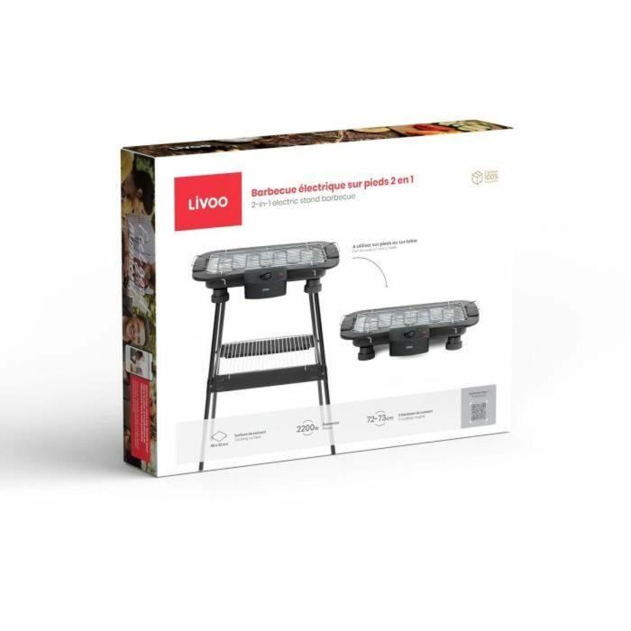 Livoo Barbacoa Eléctrica DOM506 2200W 2 en 1 Termostato Ajustable Negro 1