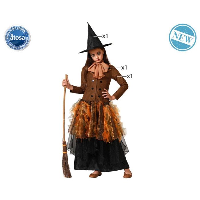 Disfraz Bruja Marrón para Niña con Vestido y Sombrero - Halloween 10-12 Años Disfraz Bruja Marrón para Niña con Vestido y Sombrero - Halloween 10-12 Años