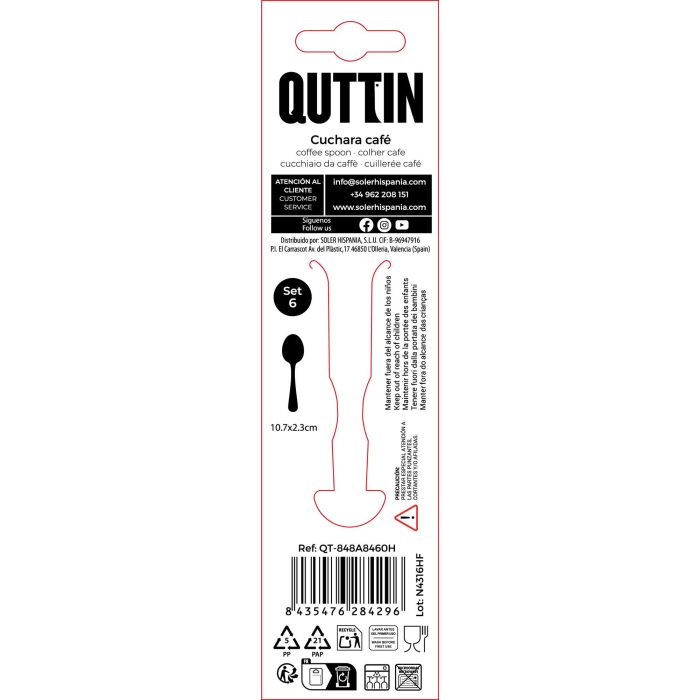 Set de 6 cucharas para café Antartica 1.5 mm - Inde (12 Cajas) 3 Set de 6 cucharas para café Antartica 1.5 mm - Inde (12 Cajas) 3
