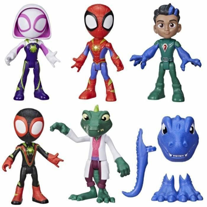 Caja Héroes Dinosaurio y Lagarto, 5 figuras, juguete superhéroe preescolar, a partir de 3 años, Spidey y sus amigos Caja Héroes Dinosaurio y Lagarto, 5 figuras, juguete superhéroe preescolar, a partir de 3 años, Spidey y sus amigos