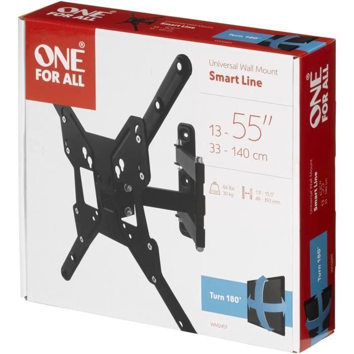 Uno para todos los WM2451 - Soporte de pared de TV incluye 15 ° y 180 ° Ajustable - Compatible para pantallas 13-65 '' '/33-165cm - Máx 30 kg 1 Uno para todos los WM2451 - Soporte de pared de TV incluye 15 ° y 180 ° Ajustable - Compatible para pantallas 13-65 '' '/33-165cm - Máx 30 kg 1