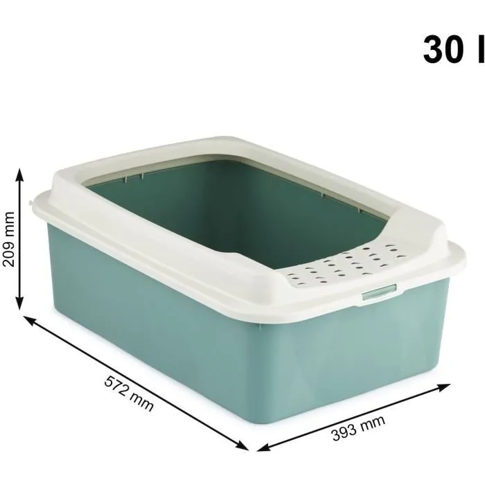 Rotho Mypet ROT7610859232847 Caja de Arena con Bordes Bonnie 57,2 x 39,3 x 20,9 cm Verde 2