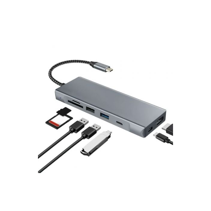 Leotec Docking Station USB Tipo-C LEDS07 8 en 1 con Ranura SSD M.2, 2xUSB, 1xUSB Tipo-C, 1xHDMI 4K, Lector SD/MicroSD, USB-C PD 100W 2