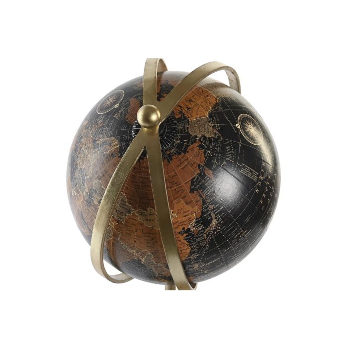 DKD Home Decor Globo Terráqueo Colonial Dorado Negro con Base de Metal y Mango, 20 x 52 x 24 cm 2