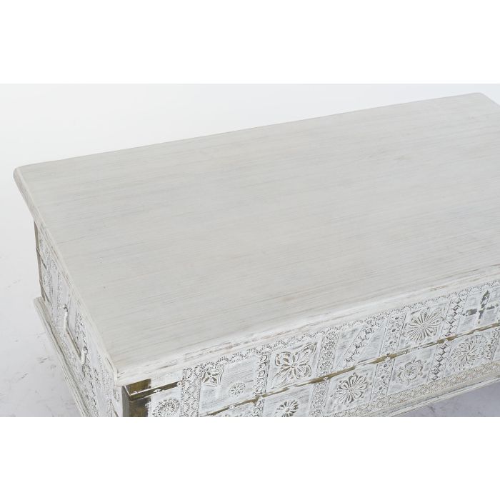 DKD Home Decor Mesa Centro Estilo Indio Blanco Dorado 115 x 60 x 45 cm 1