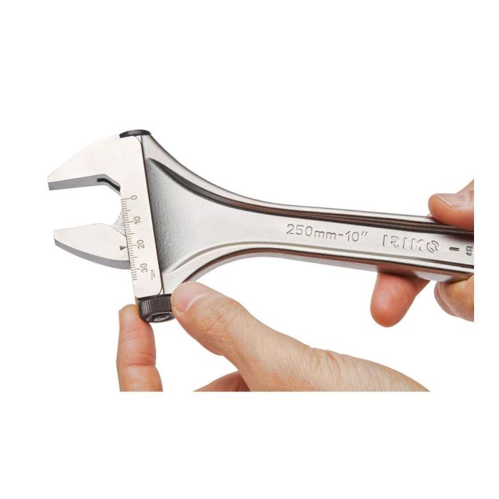 Irimo Llave ajustable de moleta lateral 12" cromada 001051, acero aleado, cabeza en ángulo de 15°, escala en mm 1 Irimo Llave ajustable de moleta lateral 12" cromada 001051, acero aleado, cabeza en ángulo de 15°, escala en mm 1