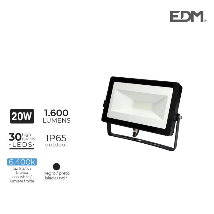 *ult.unidades* foco proyector led 20 W 1600lm 6400k luz fria 18,2x12x2,85cm edm *ult.unidades* foco proyector led 20 W 1600lm 6400k luz fria 18,2x12x2,85cm edm