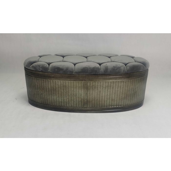 DKD Home Decor Descalzadora Loft Gris Metal y Poliéster 42x47x117 cm Altura Asiento 47 cm