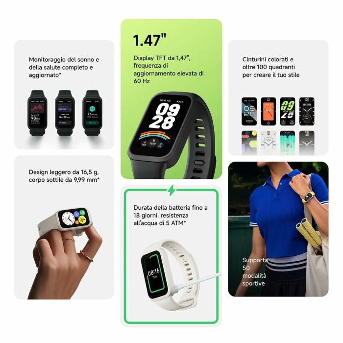 Xiaomi Smart Band 9 Active Negro - Pantalla 1.47" TFT, 50+ Modos Deporte, Monitor Frecuencia Cardíaca/SpO2, 18 Días Autonomía, 5ATM 12