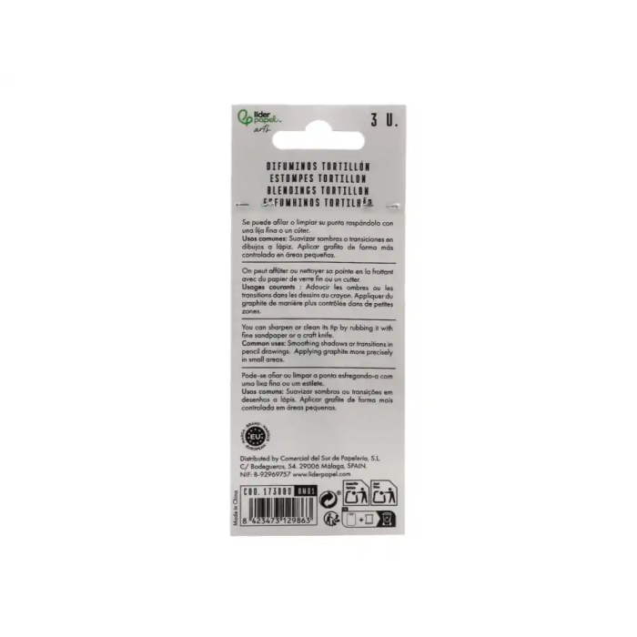 Liderpapel Difumino Bolsa 3 Unidades Diámetros Surtidos 70 mm / 80 mm / 90 mm 6