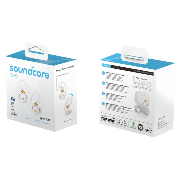 Anker Soundcore Sport X20 Auriculares Inalámbricos In-Ear Blancos Resistentes al Agua y Sudor