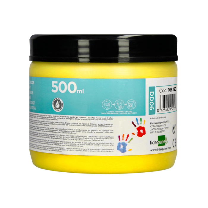 Liderpapel Pintura Dedos Tarrina 500 ml Amarillo 2