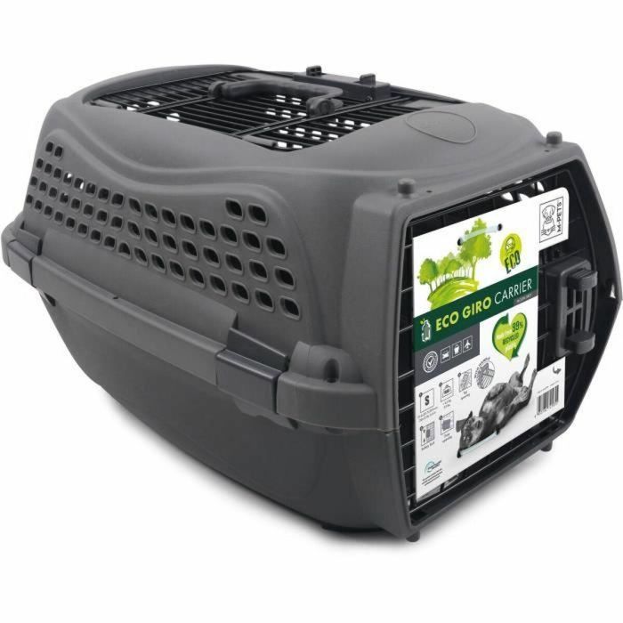 M.PETS Jaula de Transporte para Gatos ECO GIRO - Jaula de Plástico - Talla S - Gris 3