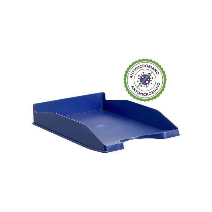 Archivo 2000 Bandeja Sobremesa Antimicrobiana Plástico Apilable 3 Posiciones DIN A4/Folio Azul 345x255x60 mm