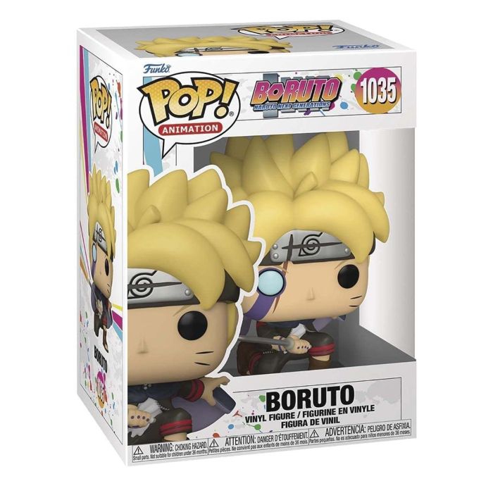 Funko Figura Vinilo Boruto 1035 NARUTO - Figura de 9 cm que representa a Boruto, el hijo de Naruto en pose de combate y brillando en la oscuridad. 1