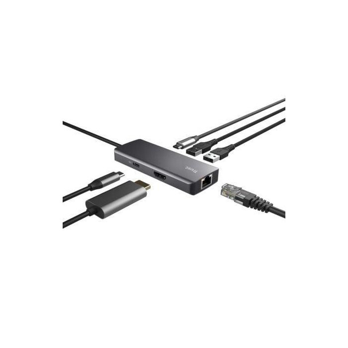 Docking USB Tipo-C Trust Dalyx/ 2xUSB/ 2xUSB Tipo-C/ 1xHDMI/ 1xRJ45/ Gris 1 Docking USB Tipo-C Trust Dalyx/ 2xUSB/ 2xUSB Tipo-C/ 1xHDMI/ 1xRJ45/ Gris 1
