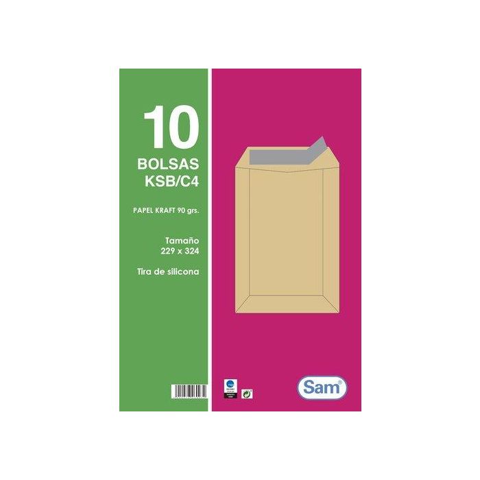 Sobre-Bolsa Sam 229X324 Kraft 90G (Silicona) Paquete De 10 (Set de 25)